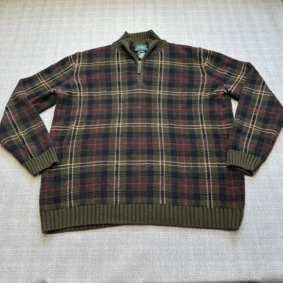 Lauren Ralph Lauren Sweater Mens Large Plaid Half Zip Pullover Mock Neck Classic - Picture 1 of 6